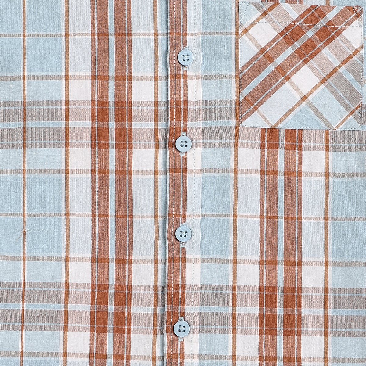 Boys Blue & Brown Checked Cotton Regular Fit Casual Shirt