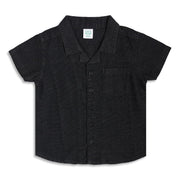 Kids Boys Textured Cotton Shirt, Black