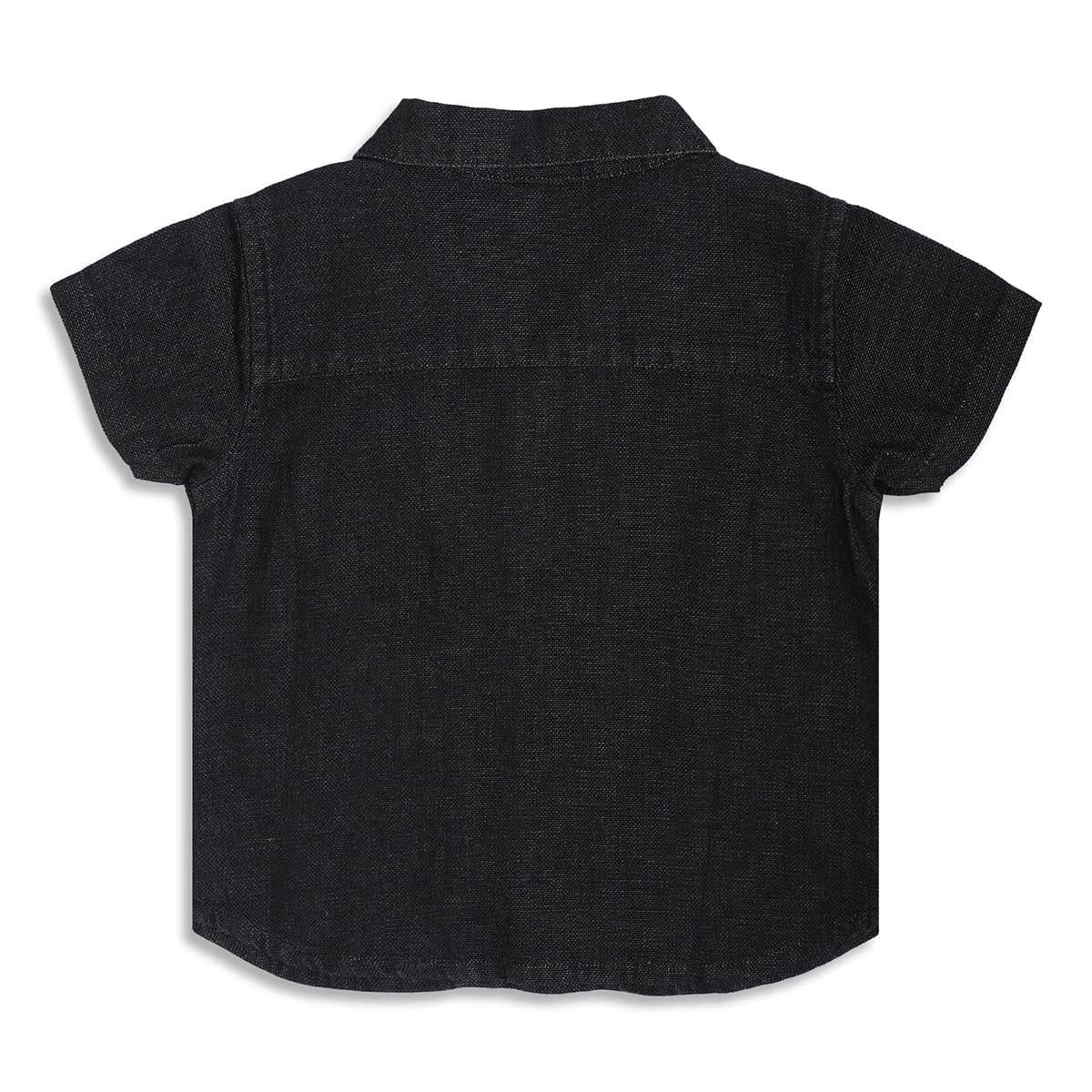 Kids Boys Textured Cotton Shirt, Black