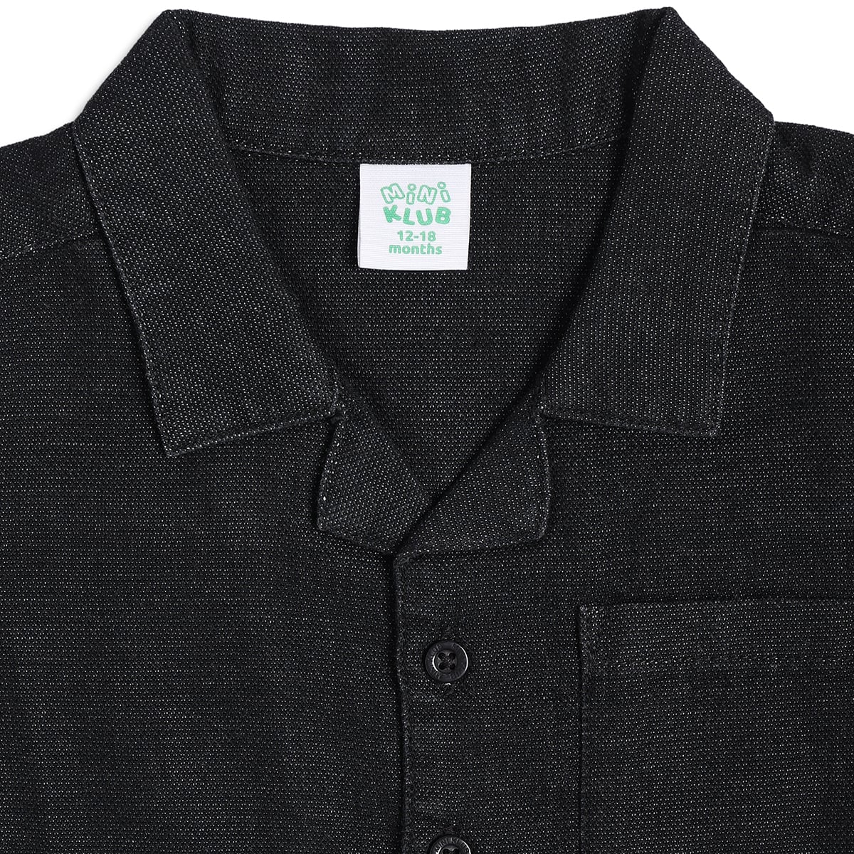 Kids Boys Textured Cotton Shirt, Black