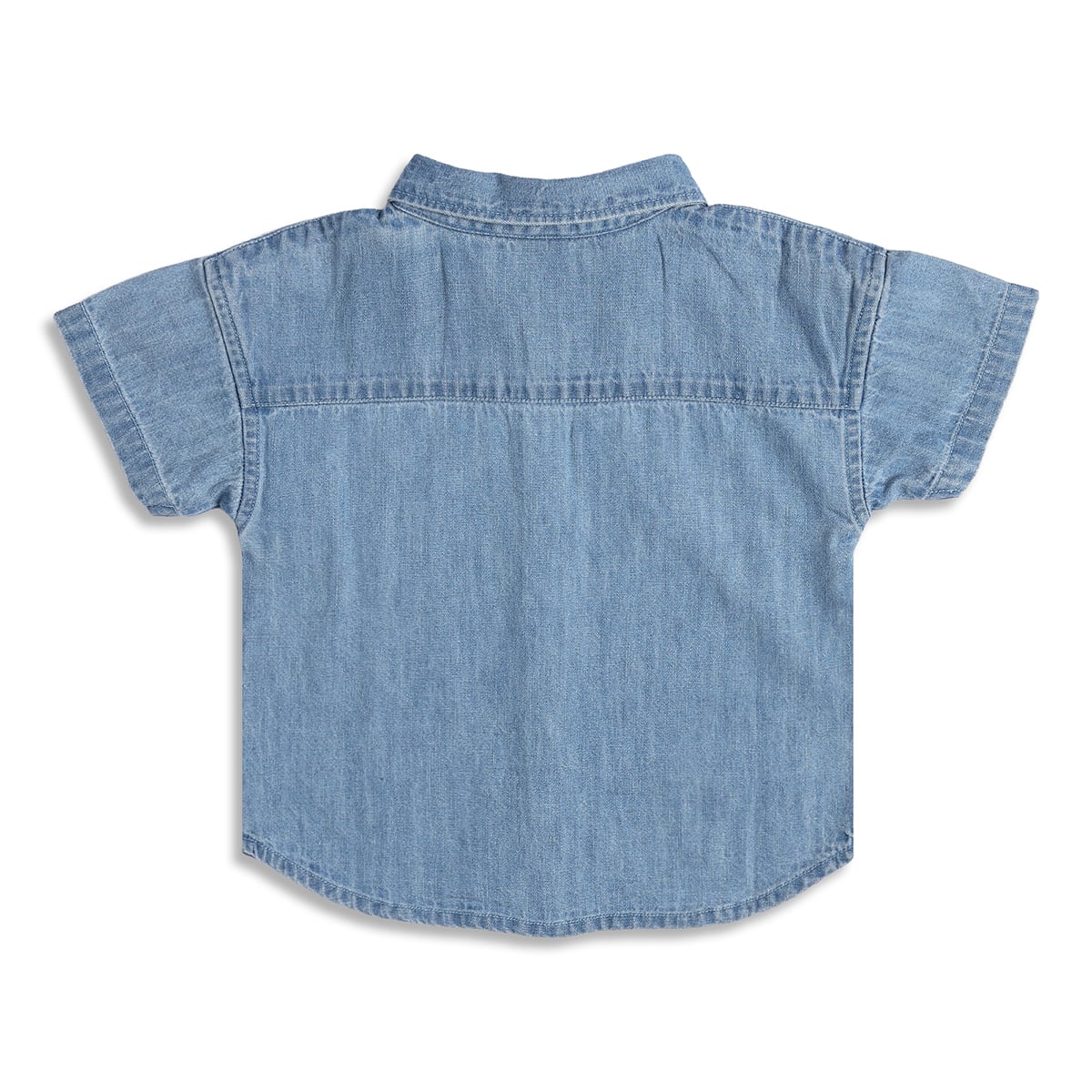 Kids Boys Denim Look Cotton Shirt, Blue