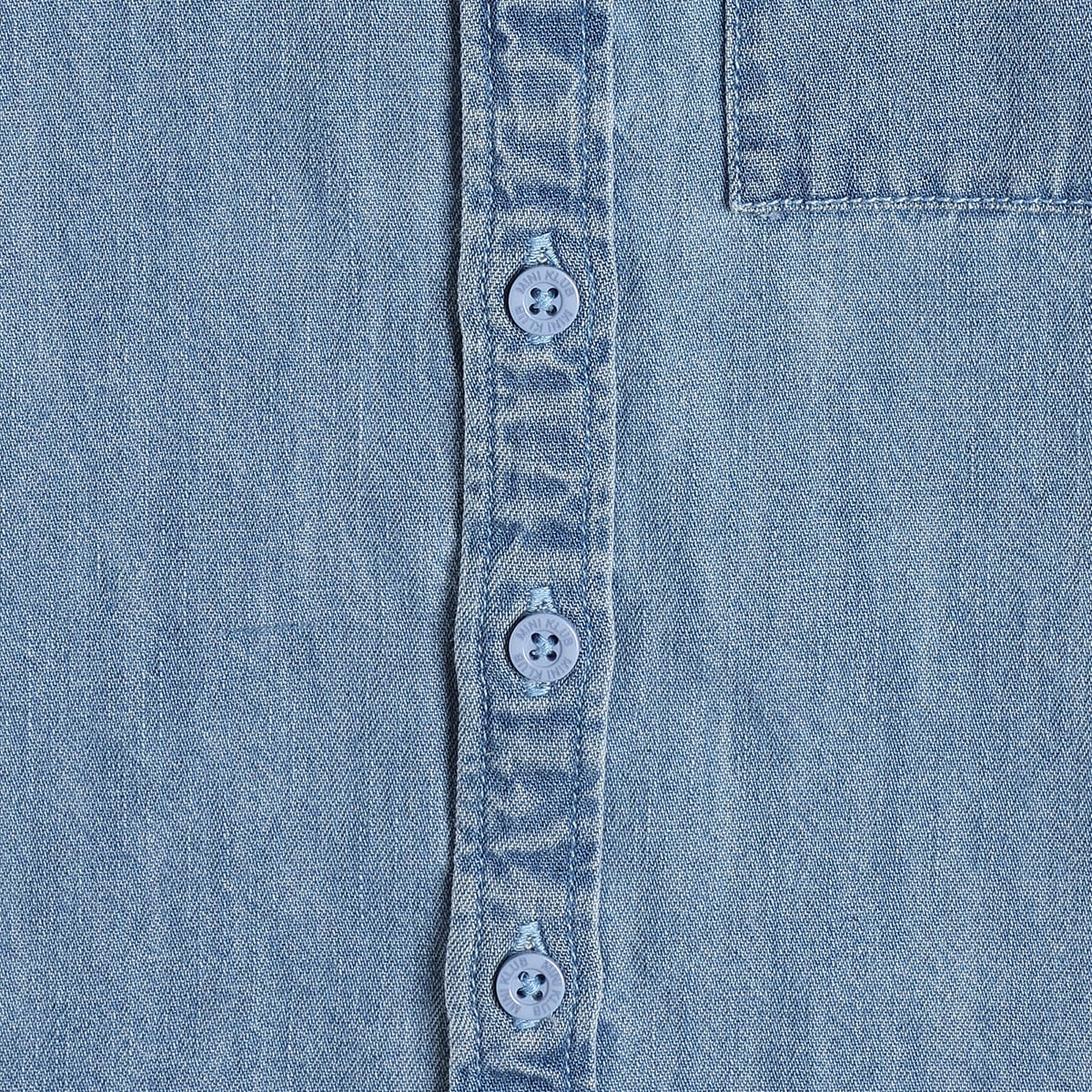 Kids Boys Denim Look Cotton Shirt, Blue