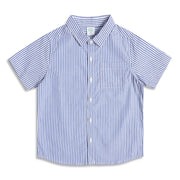 Boys Blue Striped Cotton Casual Shirt Regular Fit Half Sleeve Kids Shirt