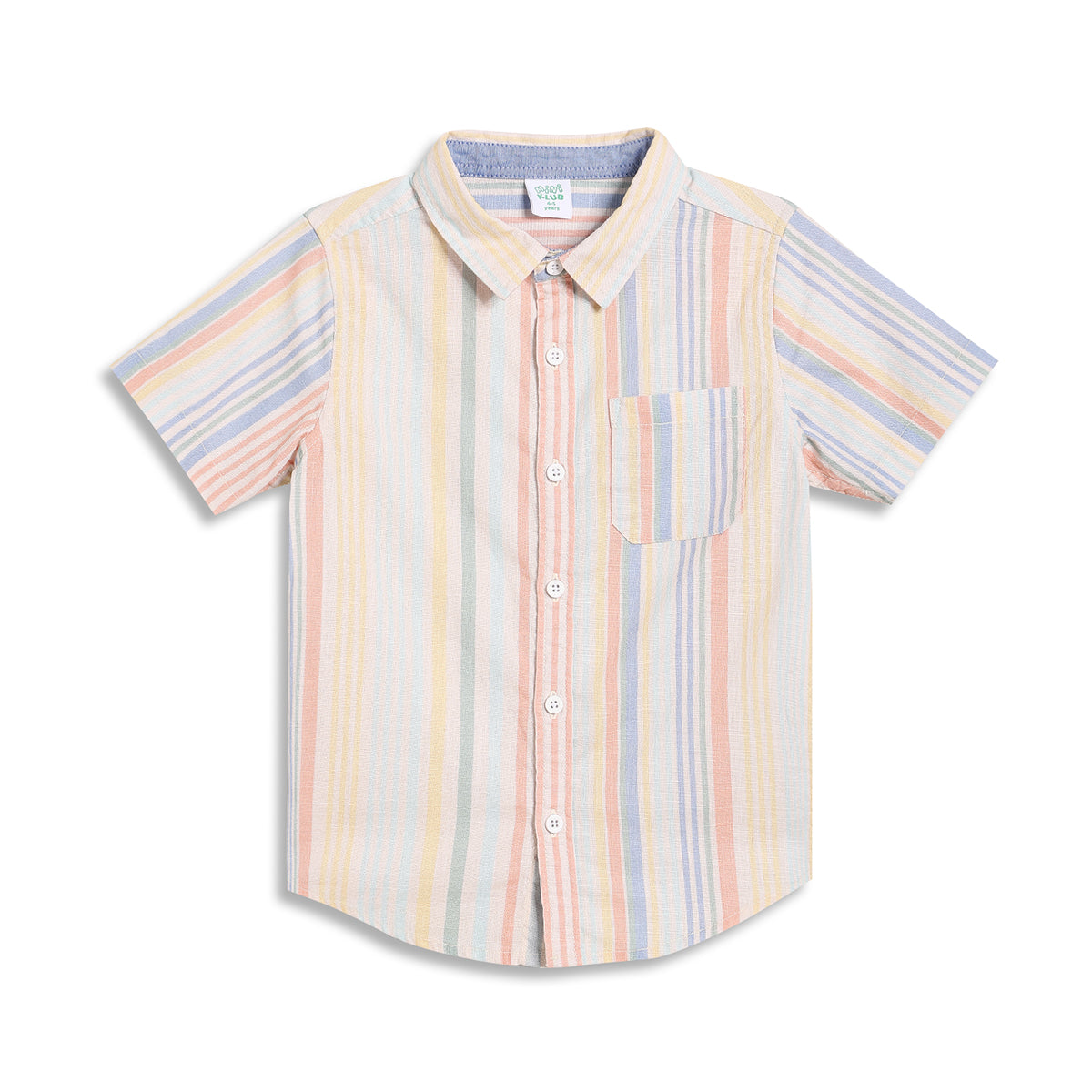 Kids Boys Striped Shirt, Peach, Blue and Yellow