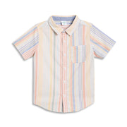 Kids Boys Striped Shirt, Peach, Blue and Yellow