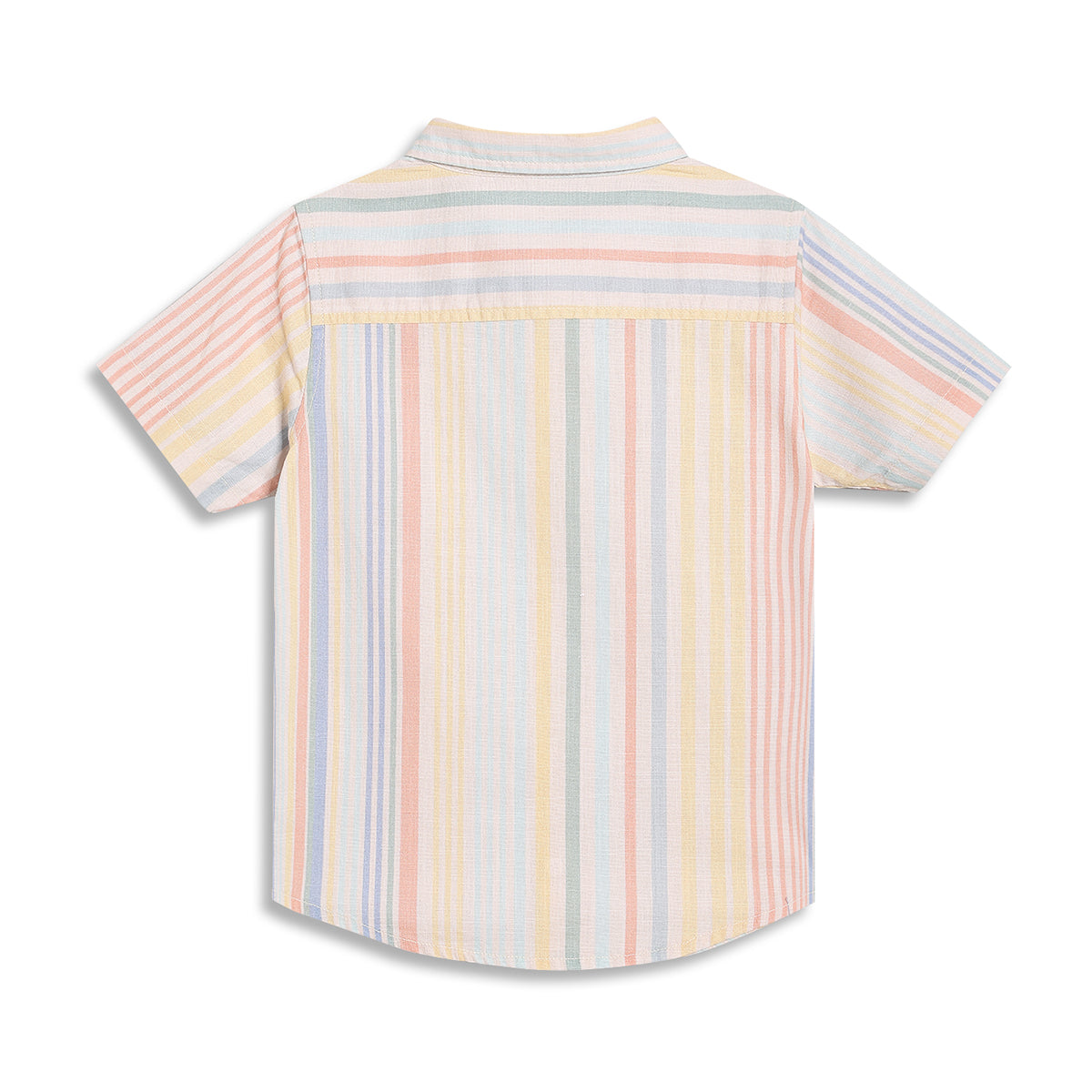 Kids Boys Striped Shirt, Peach, Blue and Yellow