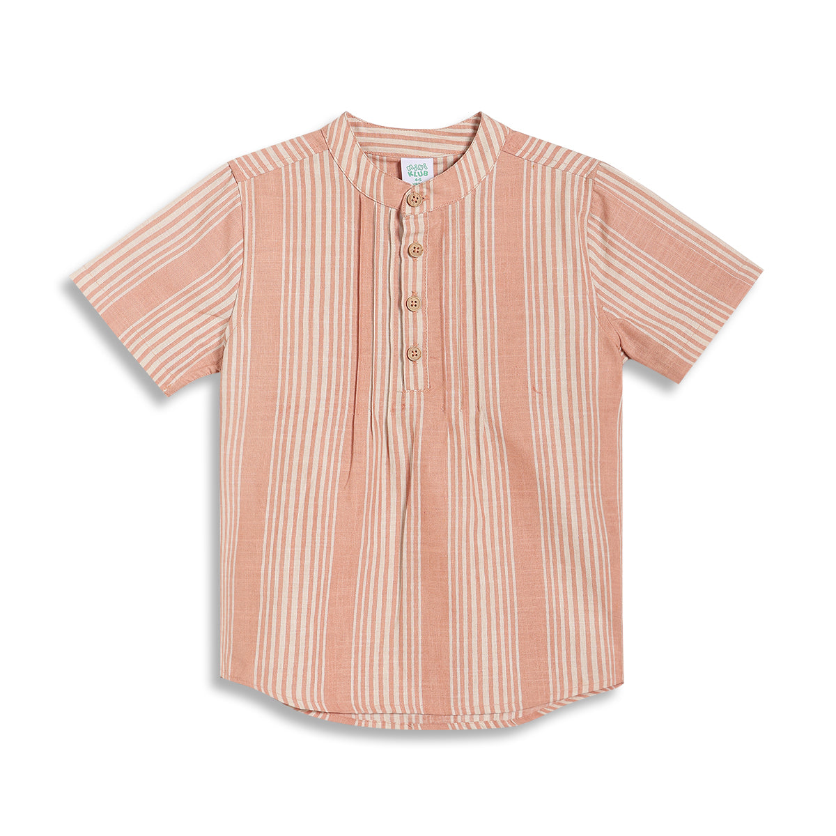 Baby Boys Striped Short Sleeve Shirt, Peach and White