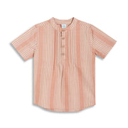 Baby Boys Striped Short Sleeve Shirt, Peach and White