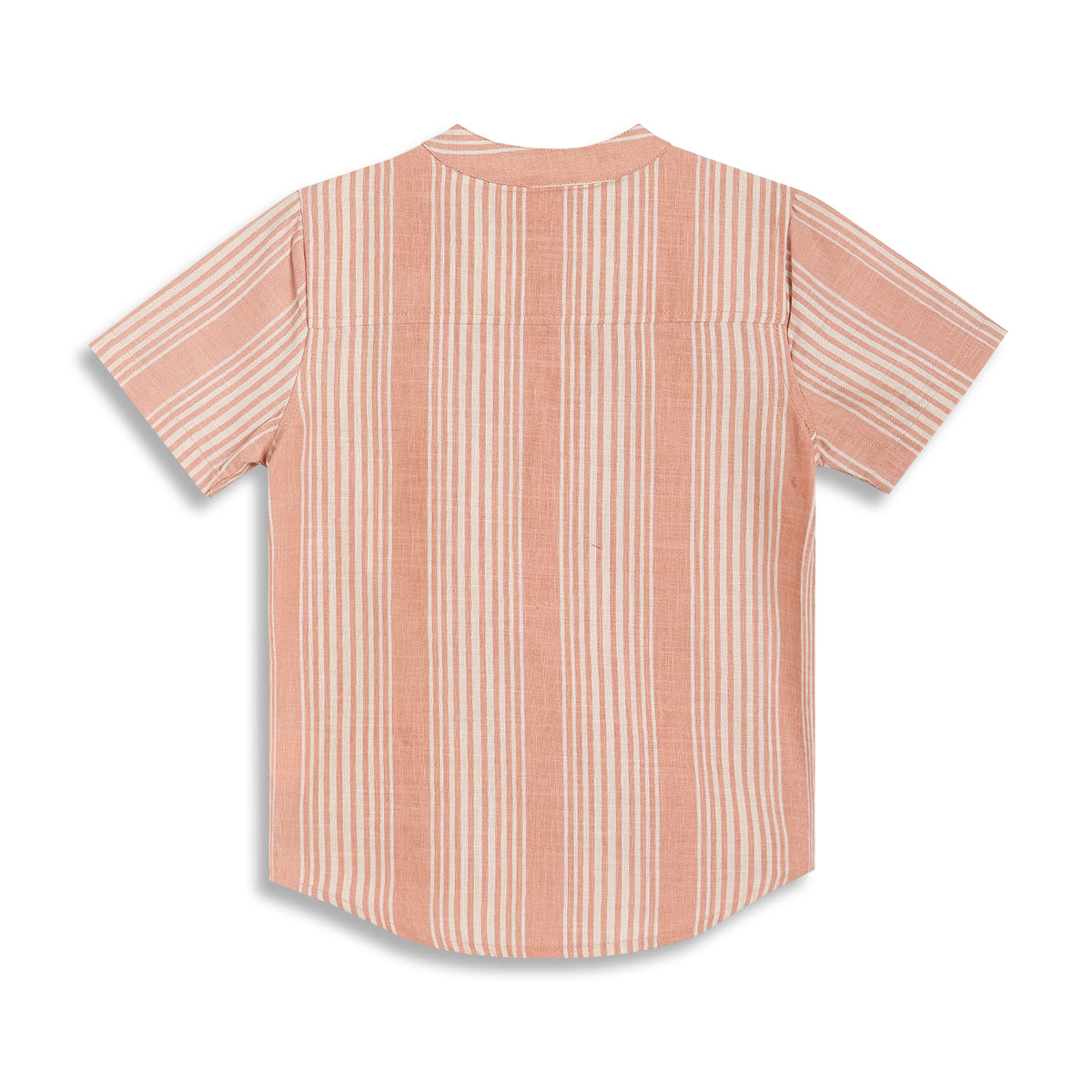 Baby Boys Striped Short Sleeve Shirt, Peach and White