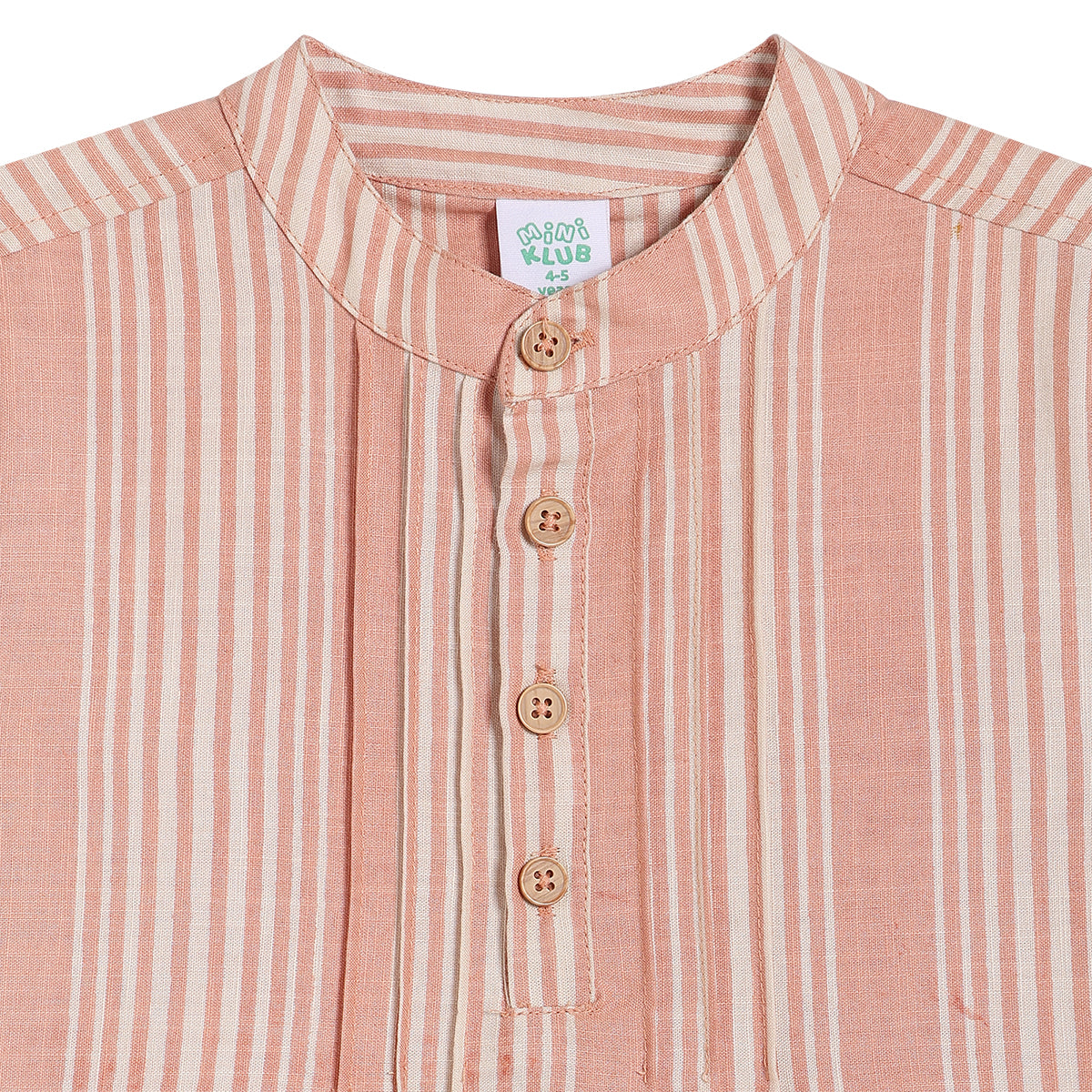 Baby Boys Striped Short Sleeve Shirt, Peach and White