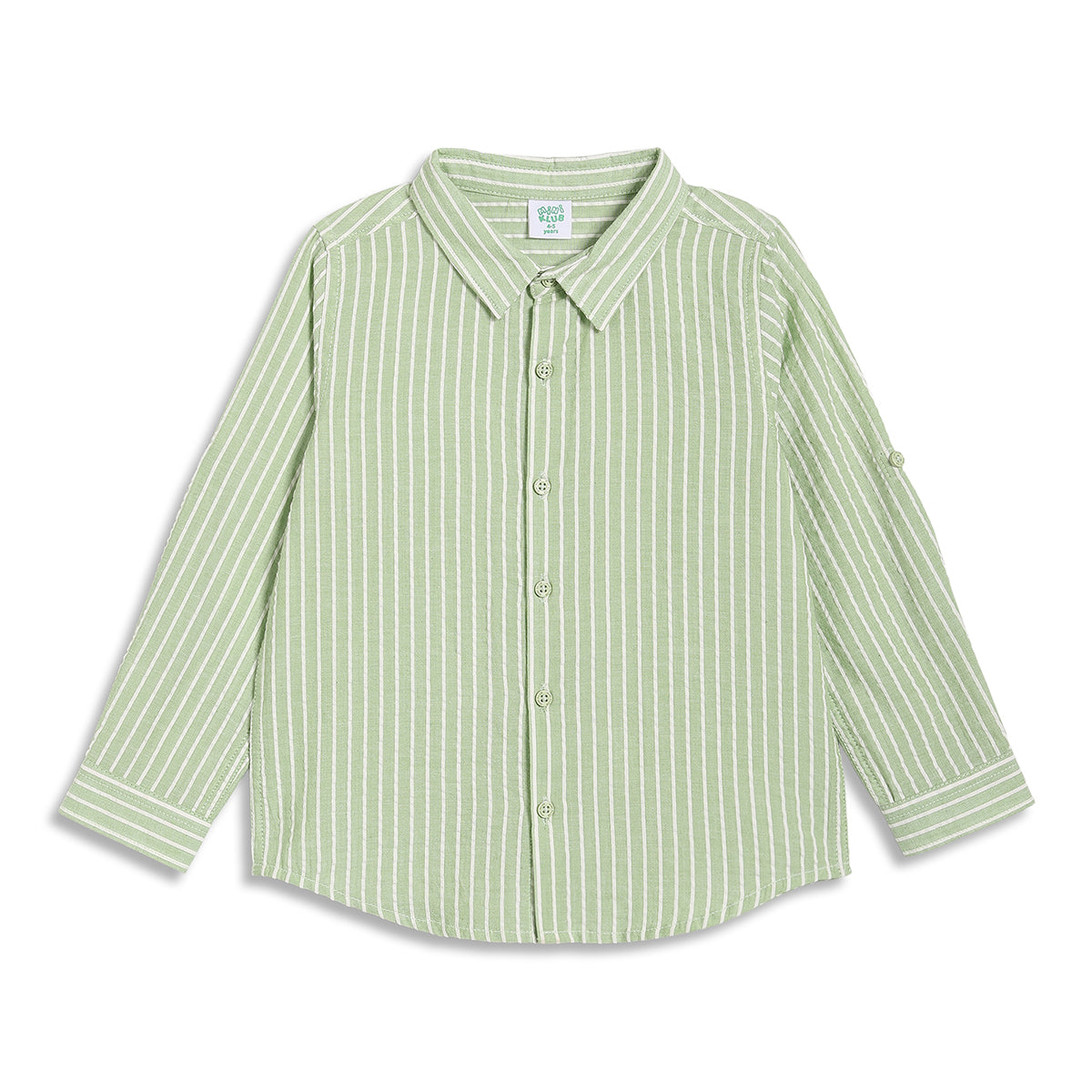 Baby Boys Striped Full Sleeve Shirt, Light Green and White