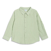 Baby Boys Striped Full Sleeve Shirt, Light Green and White