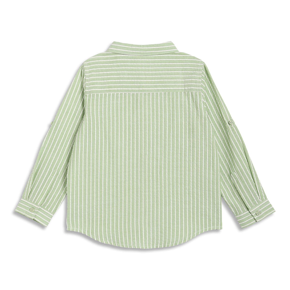 Baby Boys Striped Full Sleeve Shirt, Light Green and White