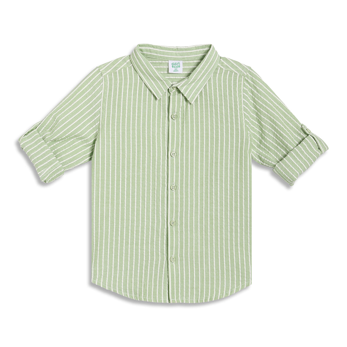 Baby Boys Striped Full Sleeve Shirt, Light Green and White