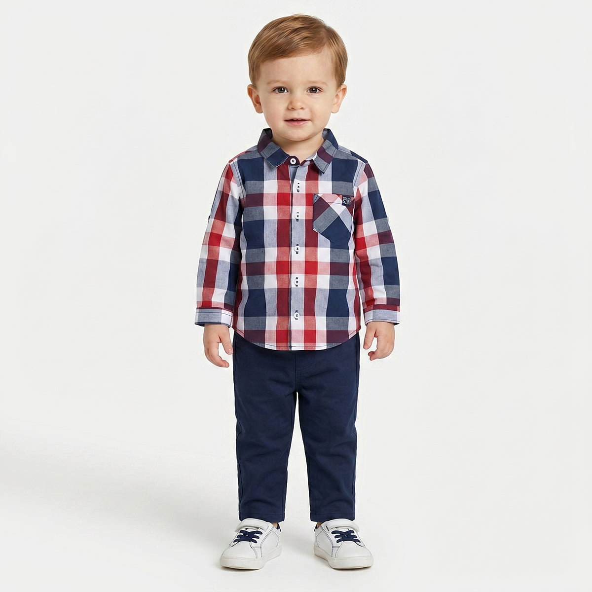 Boys Checked Shirt, Red, Blue and White