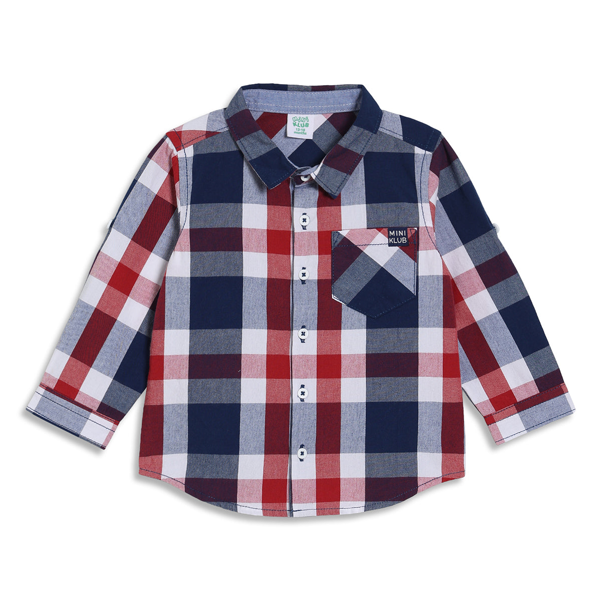Baby Boys Checked Shirt, Red and Navy