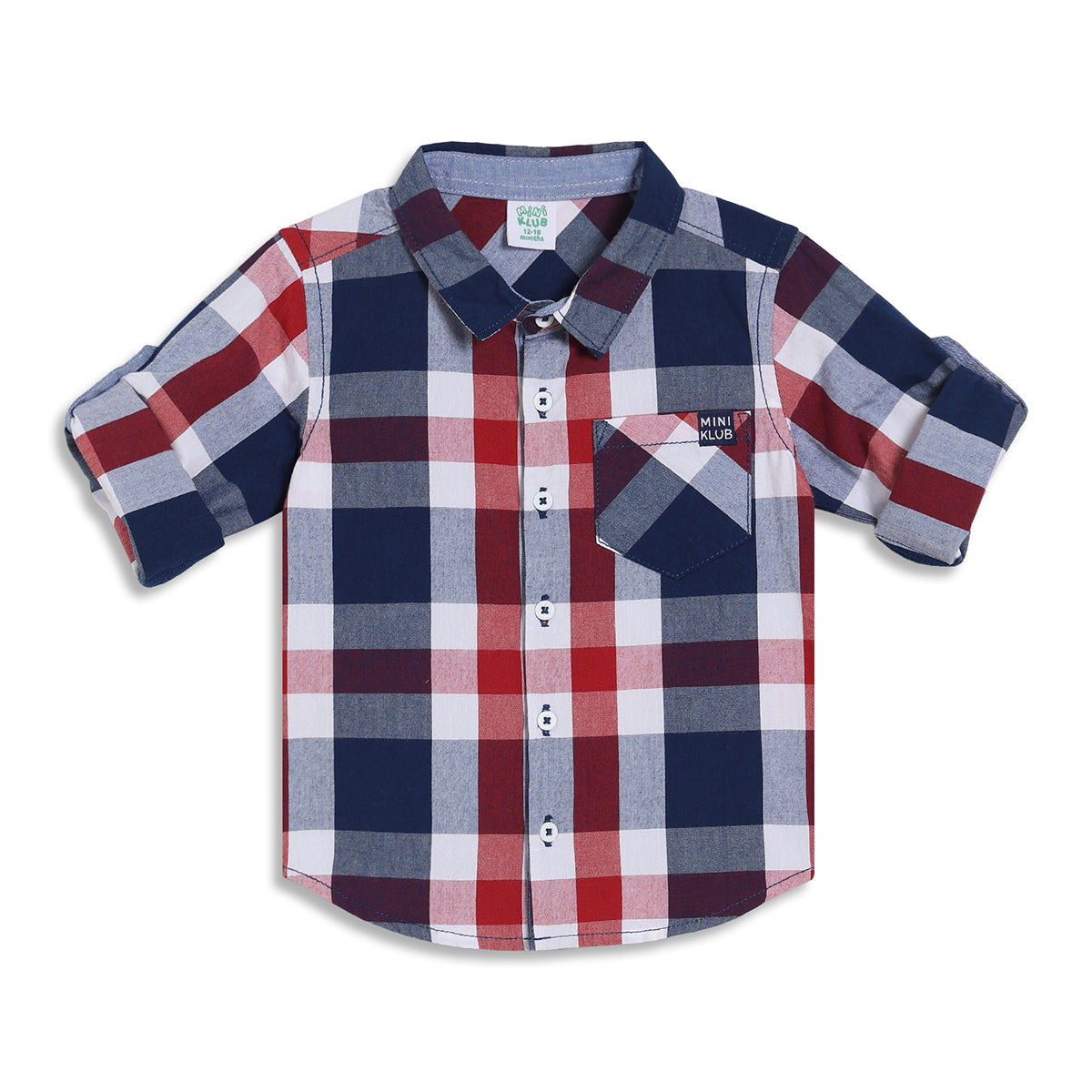 Baby Boys Checked Shirt, Red and Navy