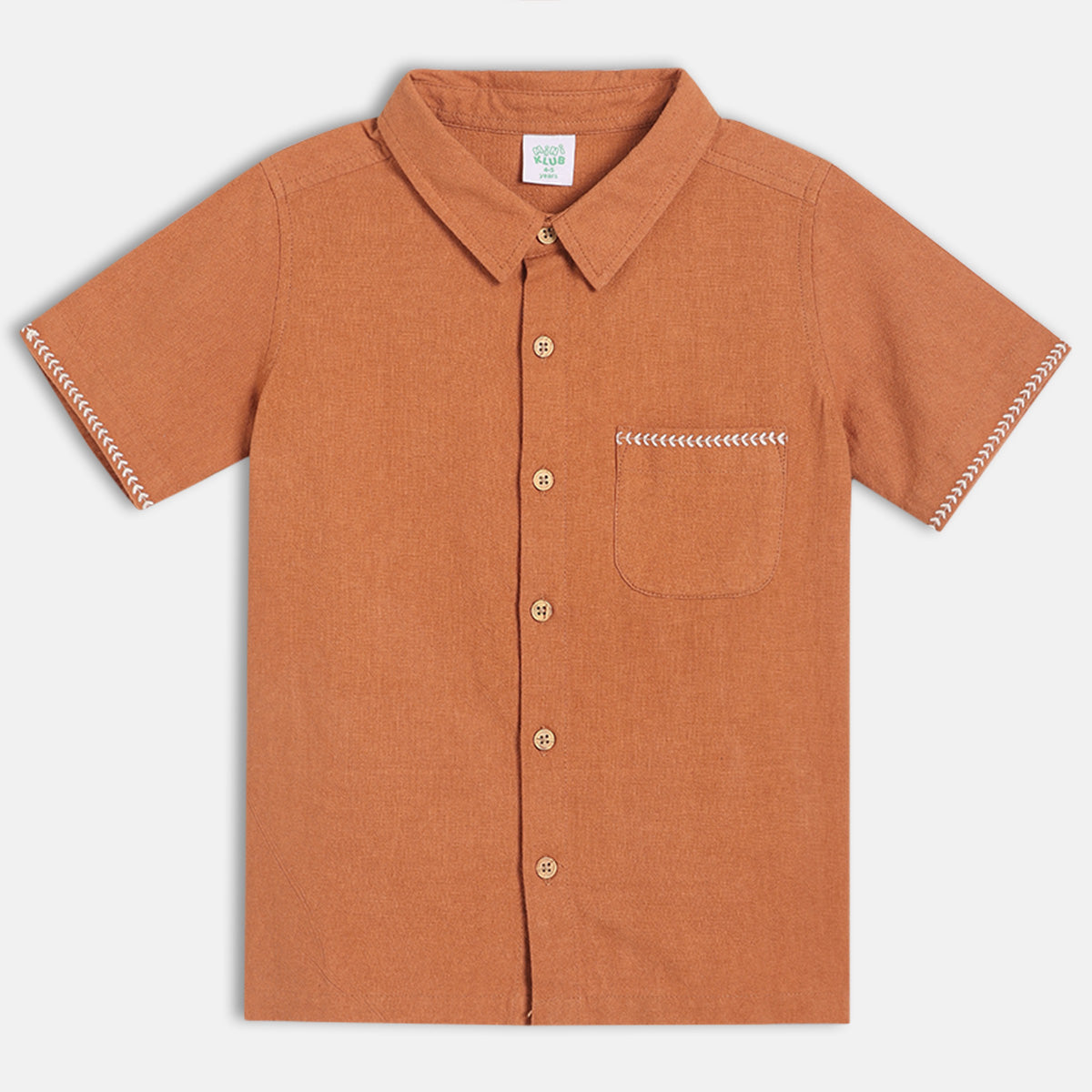 Boys Solid Woven Shirt, Brown