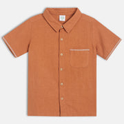 Boys Solid Woven Shirt, Brown