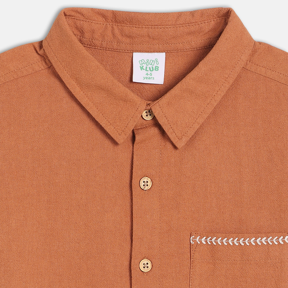 Boys Solid Woven Shirt, Brown