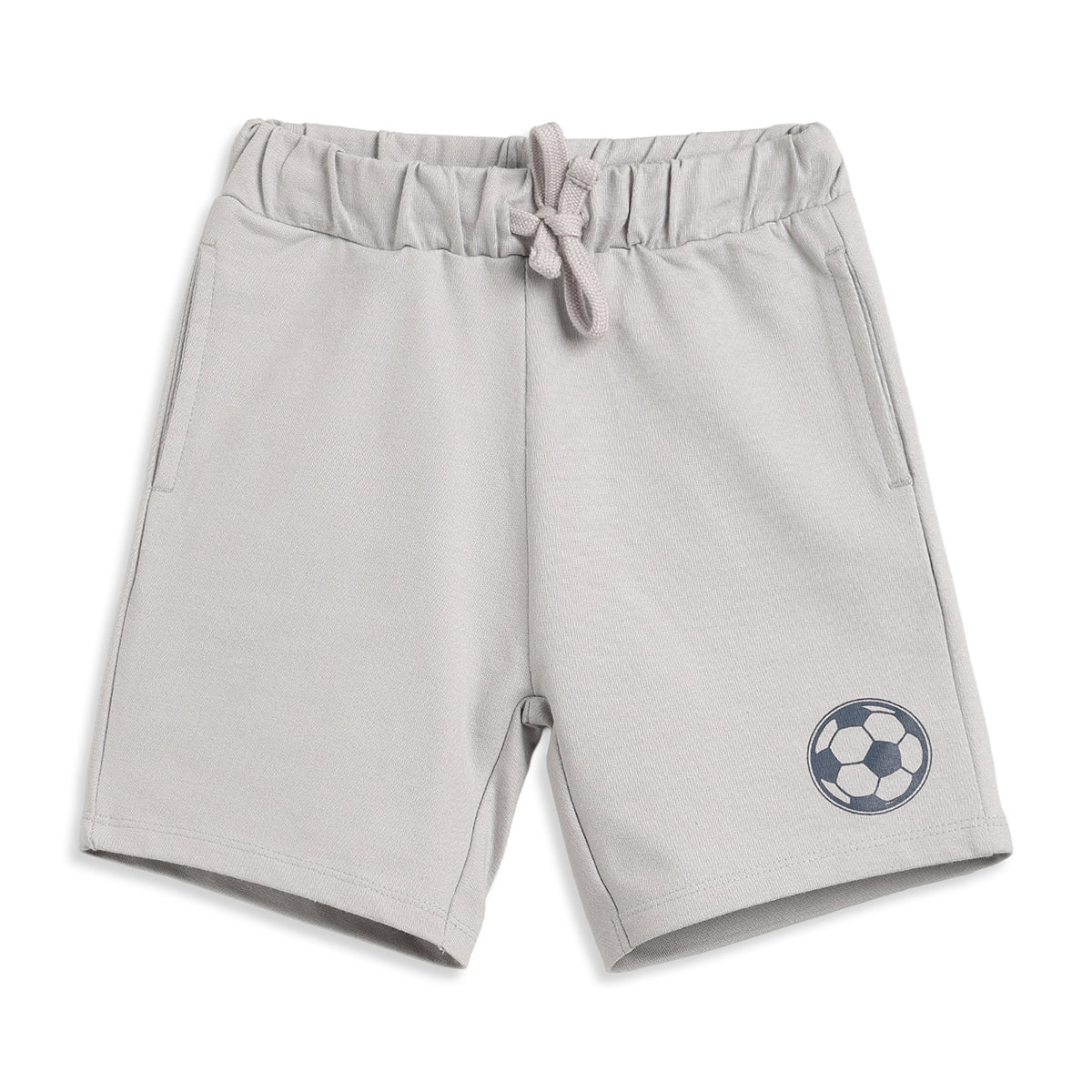 Boys Grey Football Printed Cotton Shorts Regular Fit Casual Kids Shorts