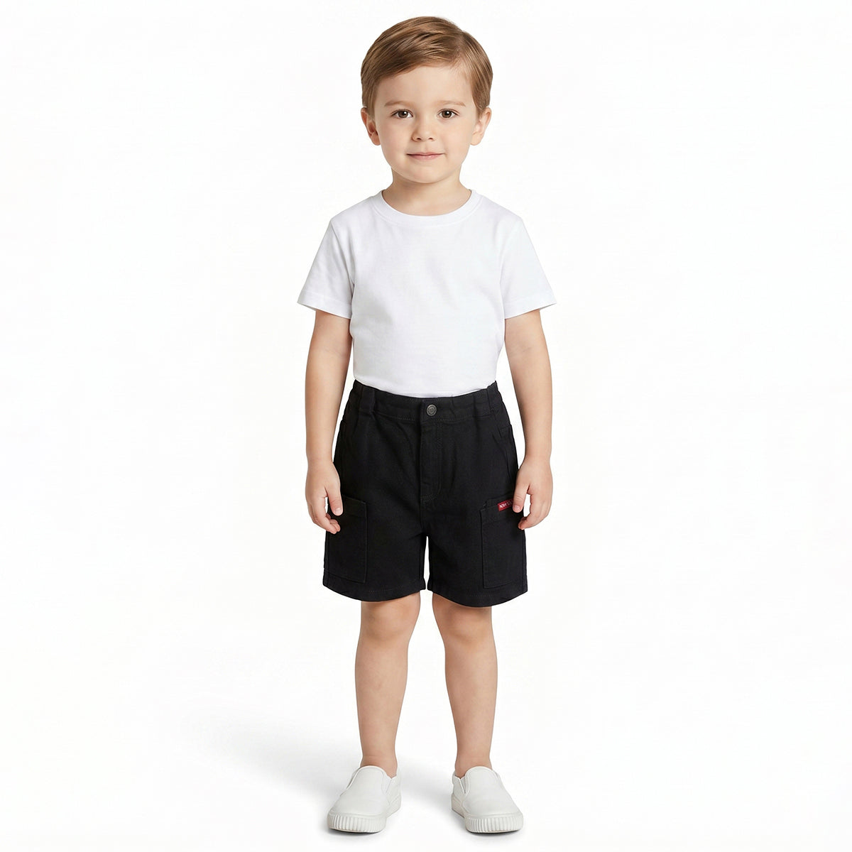 Baby Boys Black Cotton Denim Shorts Regular Fit Casual Kids Shorts