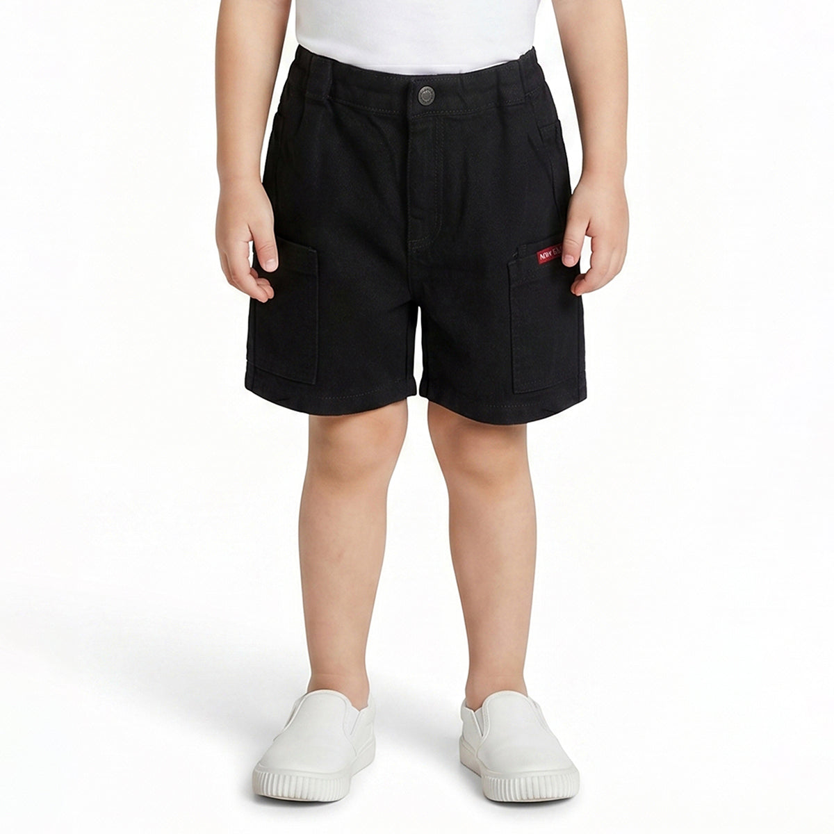Baby Boys Black Cotton Denim Shorts Regular Fit Casual Kids Shorts