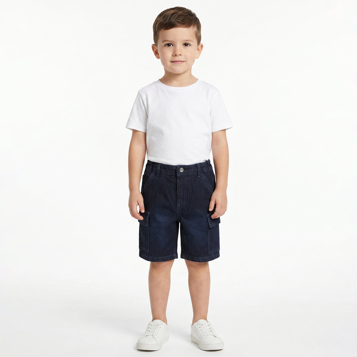 Baby Boys Dark Blue Cotton Denim Shorts Regular Fit Casual Kids Shorts