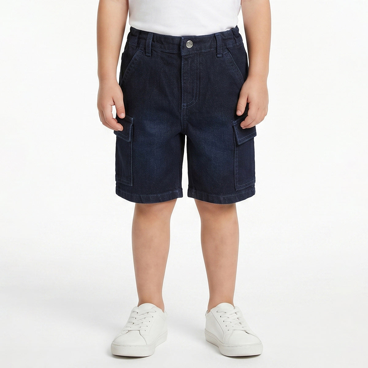 Baby Boys Dark Blue Cotton Denim Shorts Regular Fit Casual Kids Shorts