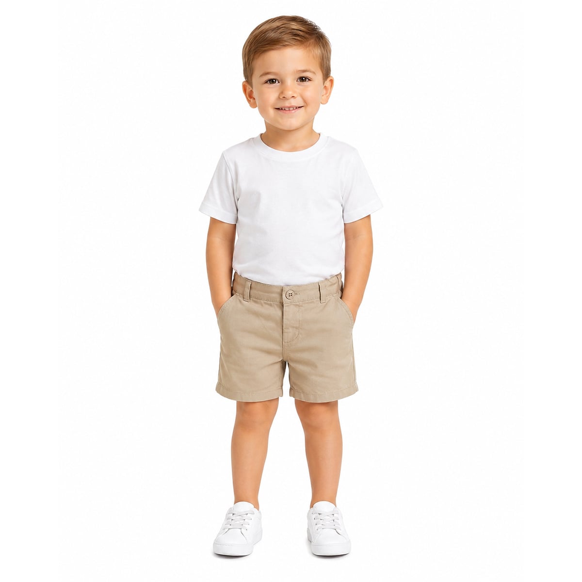 Kids Boys Beige Solid Regular Fit Casual Shorts