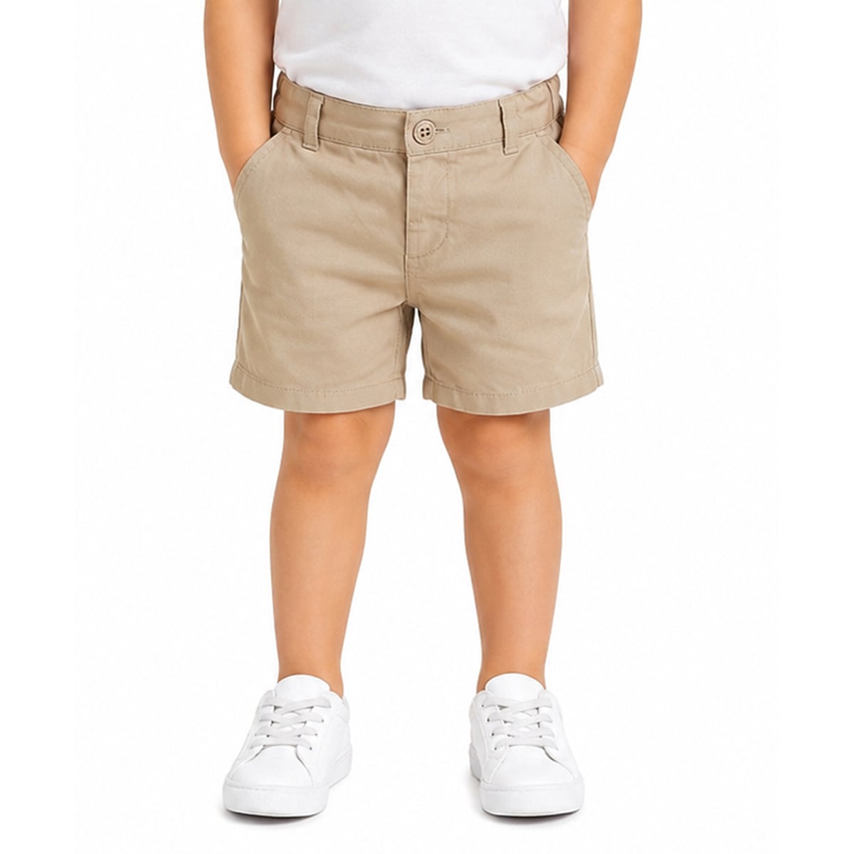 Kids Boys Beige Solid Regular Fit Casual Shorts