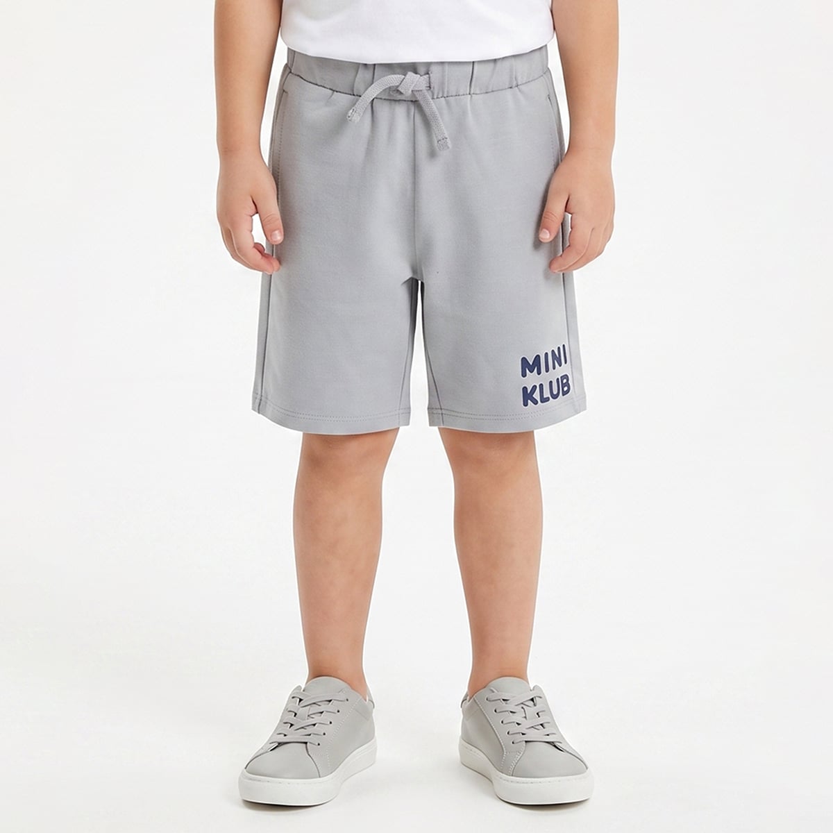 Baby Boys Grey Cotton Logo Print Shorts Regular Fit Casual Wear