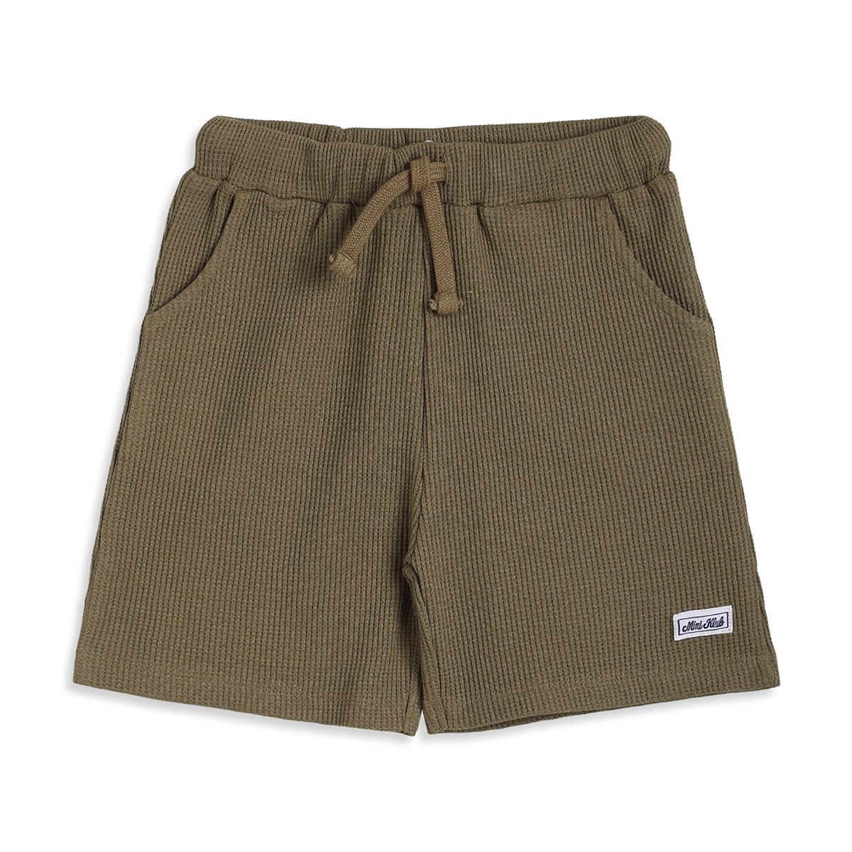 Baby Boys Olive Green Cotton Textured Shorts Regular Fit Casual Wear