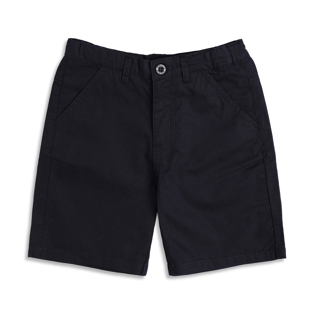Boys Solid Cotton Shorts With Pockets, Navy Blue