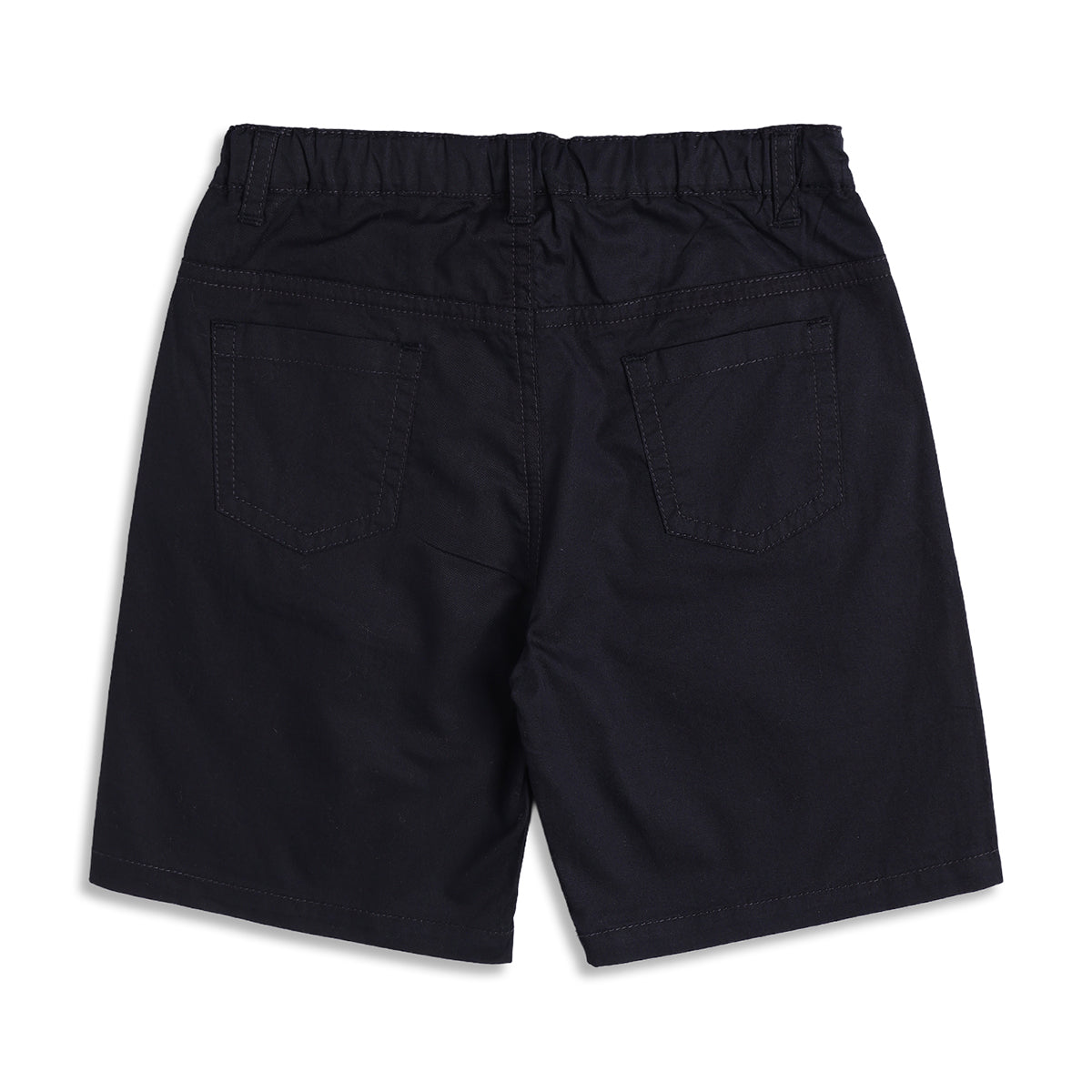 Boys Solid Cotton Shorts With Pockets, Navy Blue