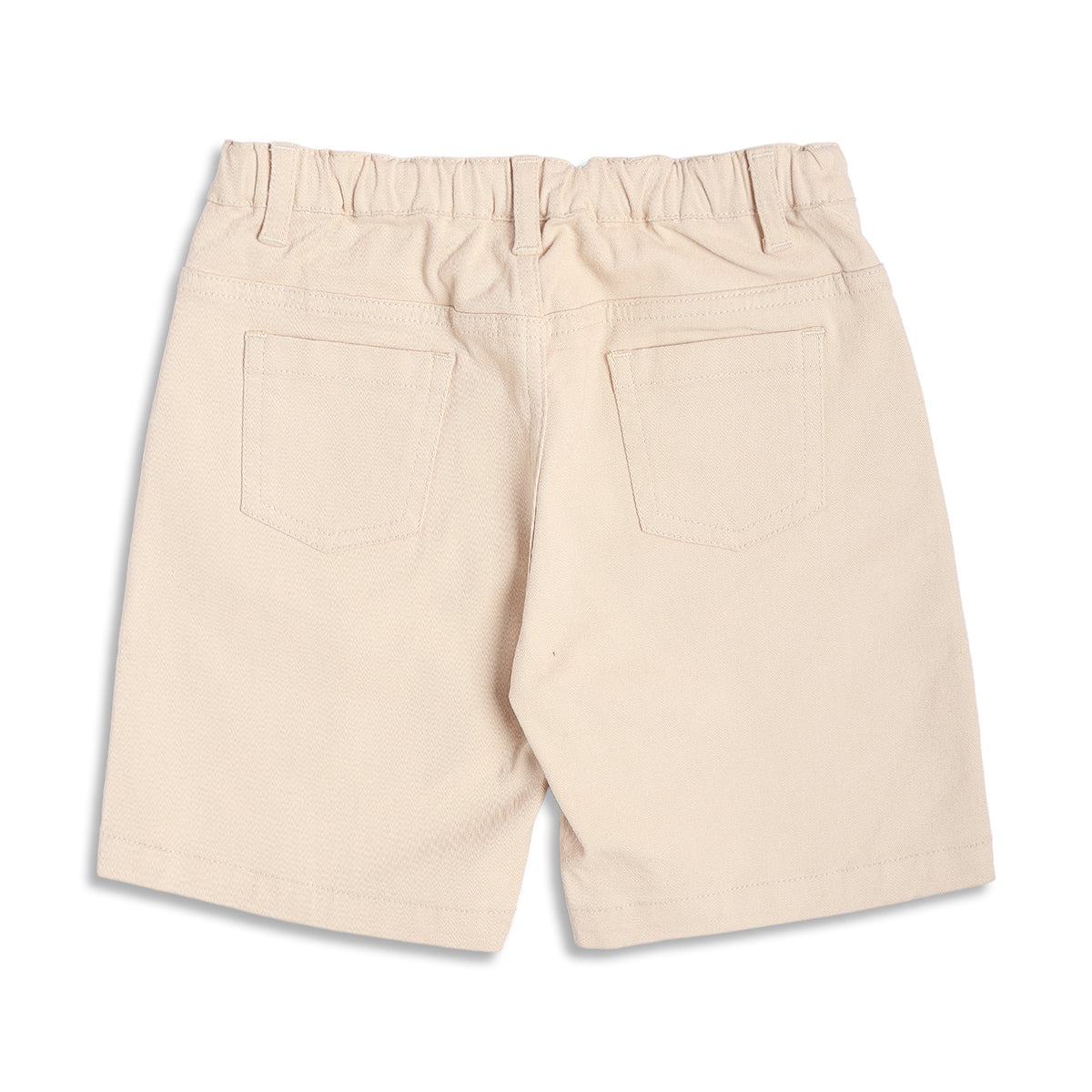 Boys Solid Cotton Shorts With Pockets, Beige