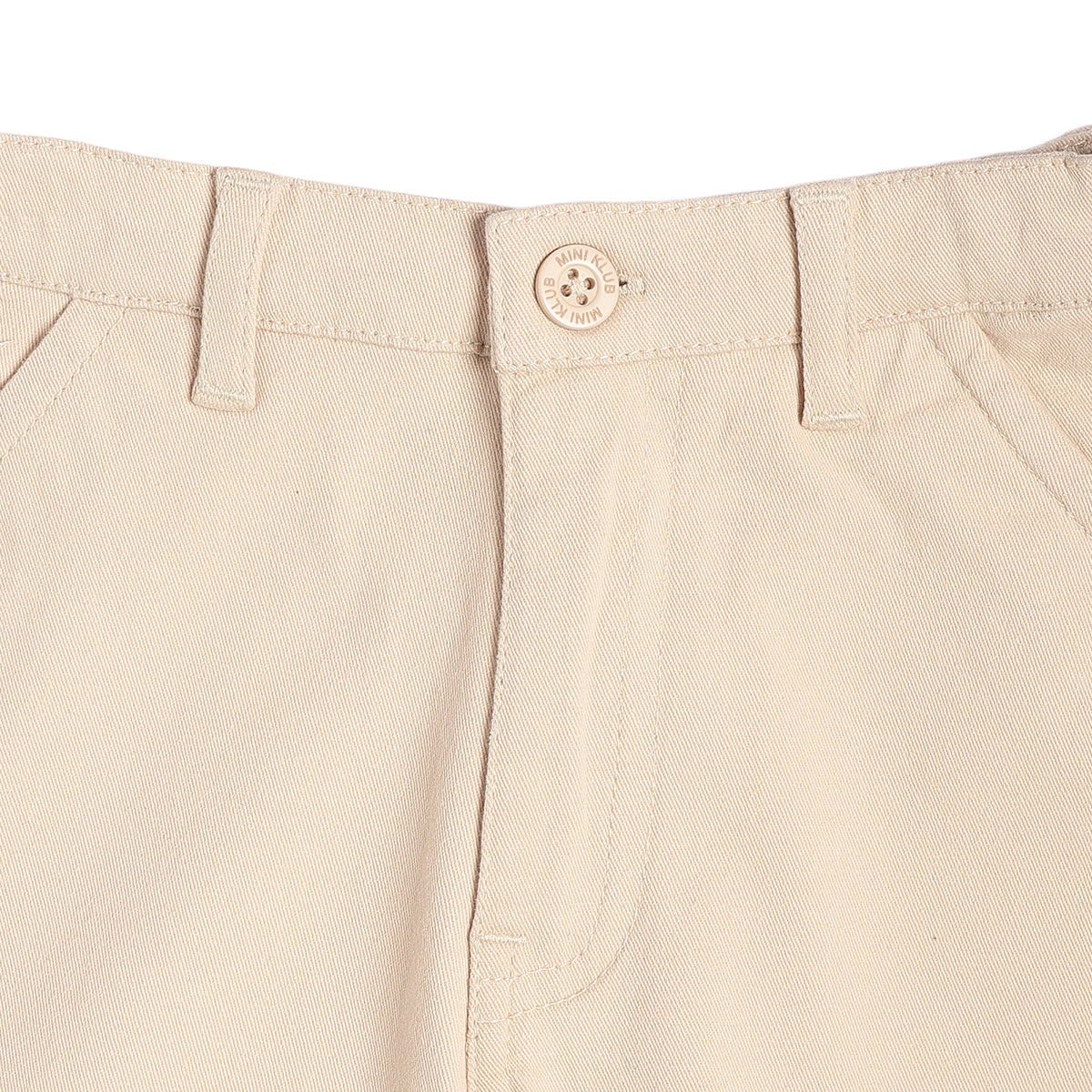 Boys Solid Cotton Shorts With Pockets, Beige