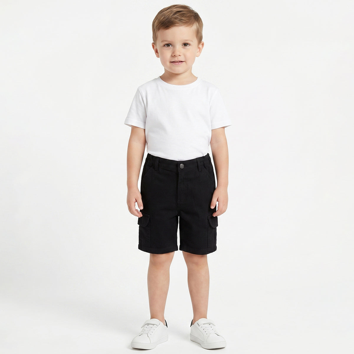 Baby Boys Black Cotton Denim Shorts Regular Fit Casual Kids Shorts