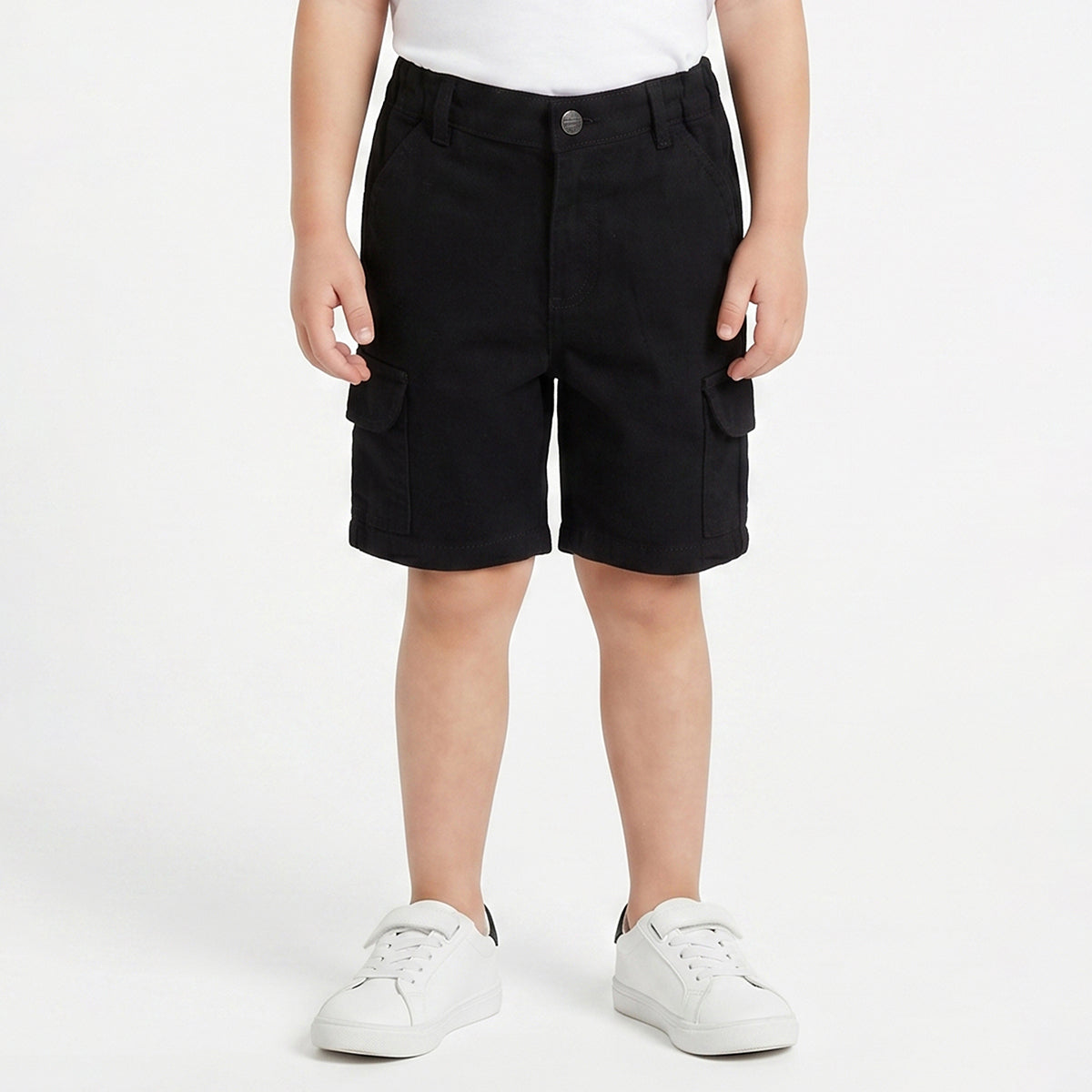 Baby Boys Black Cotton Denim Shorts Regular Fit Casual Kids Shorts