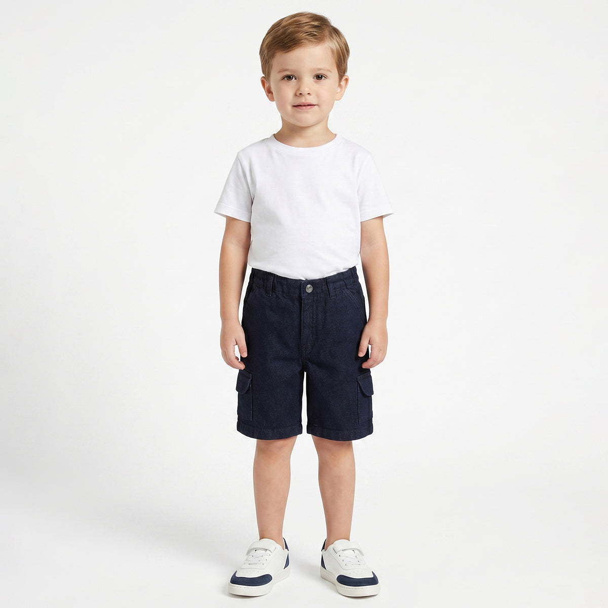Baby Boys Dark Blue Cotton Denim Shorts Regular Fit Casual Kids Shorts