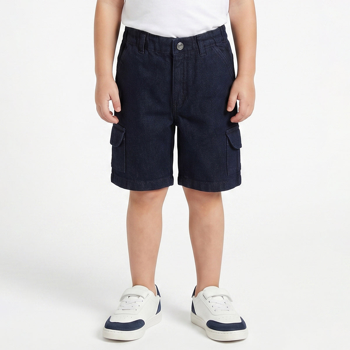 Baby Boys Dark Blue Cotton Denim Shorts Regular Fit Casual Kids Shorts