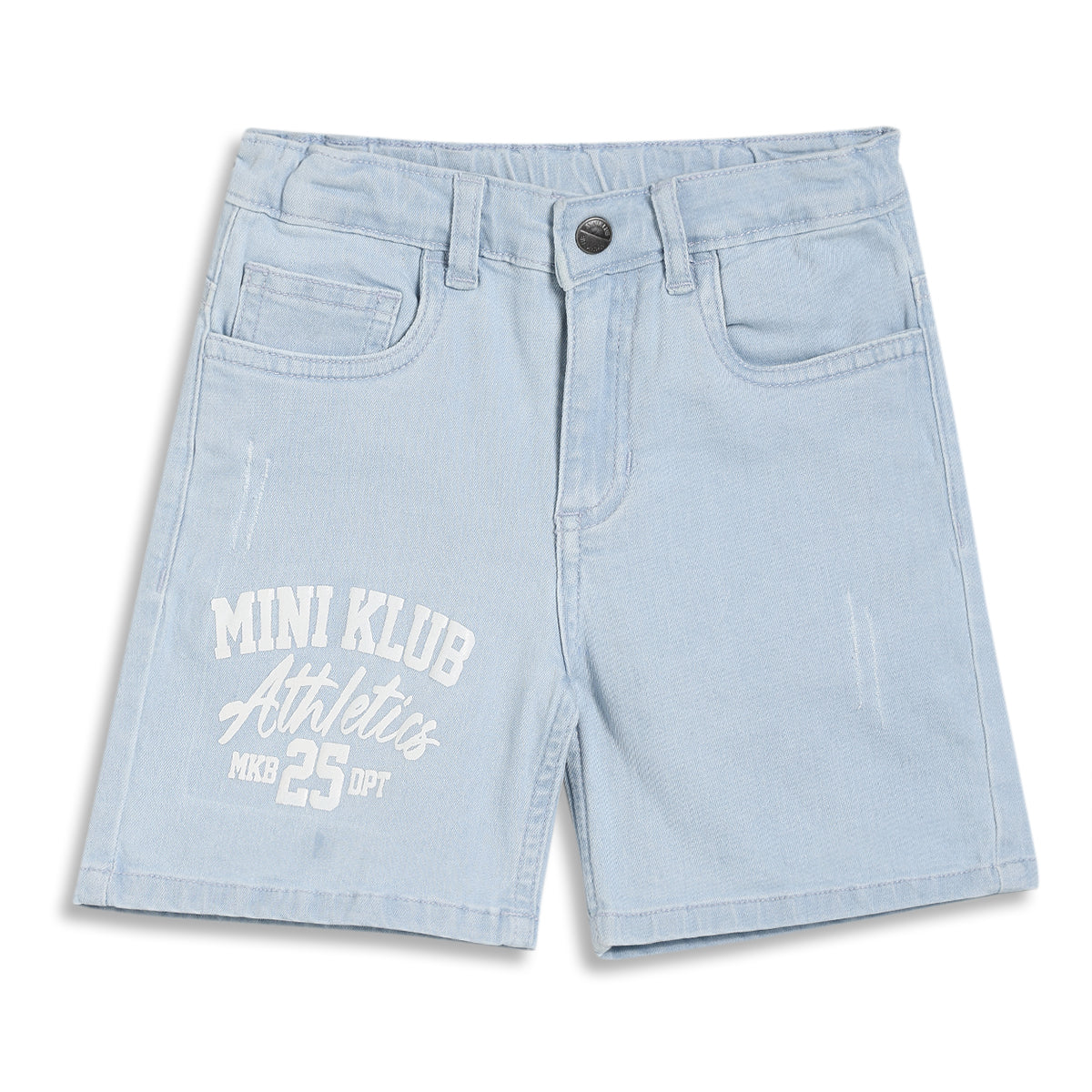 Kids Boys Graphic Print Denim Shorts, Light Blue
