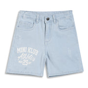Kids Boys Graphic Print Denim Shorts, Light Blue
