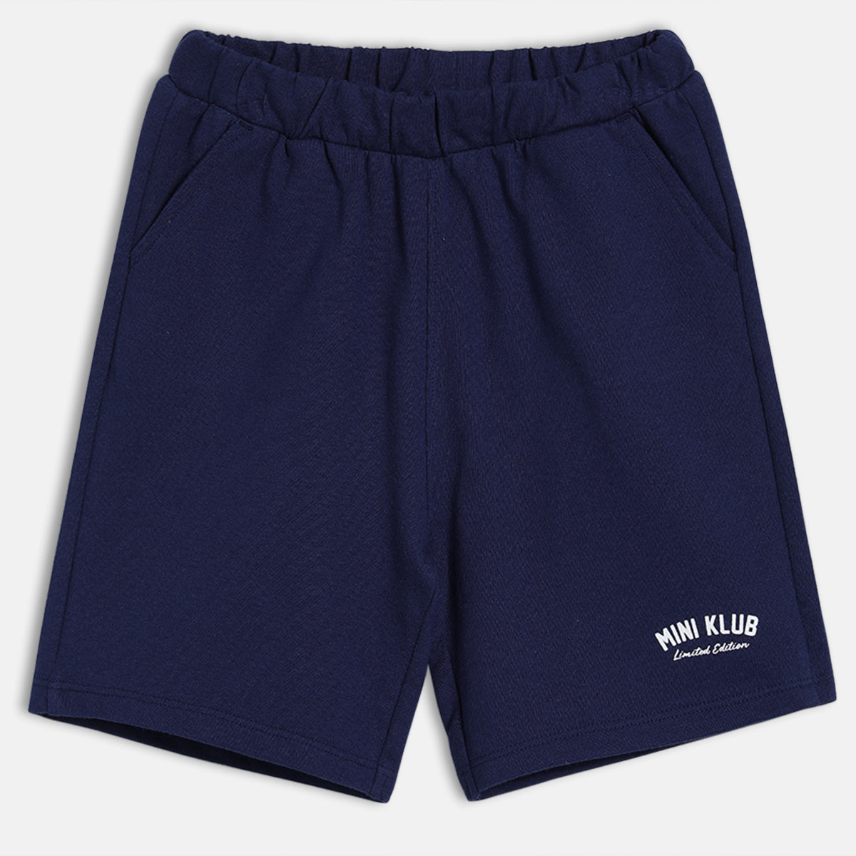Boys Solid Knit Shorts with Elasticated Waist, Navy Blue