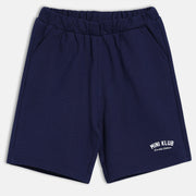 Boys Solid Knit Shorts with Elasticated Waist, Navy Blue