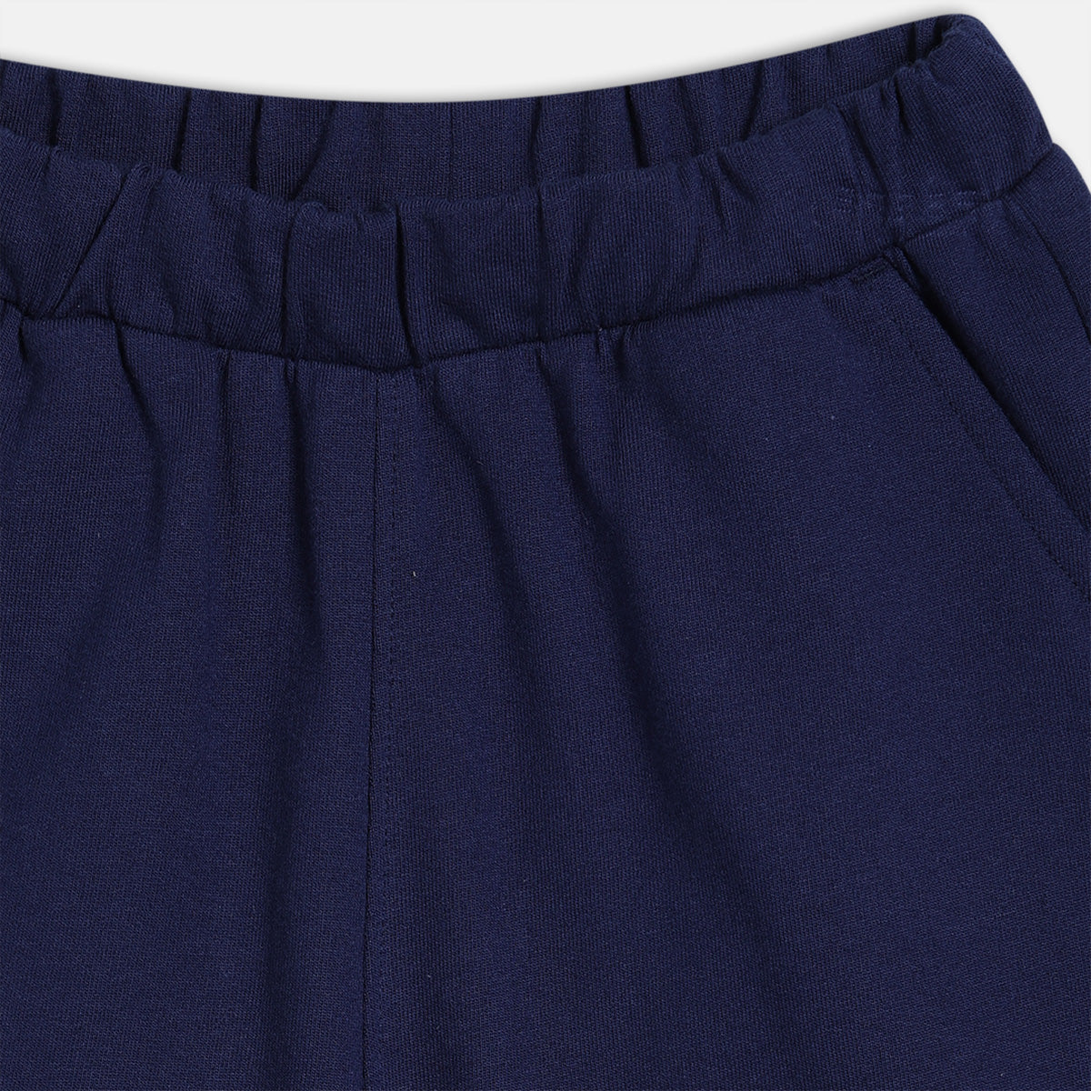 Boys Solid Knit Shorts with Elasticated Waist, Navy Blue