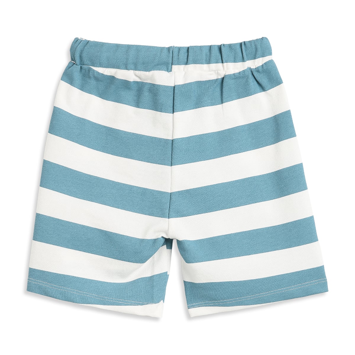 Baby Boys Cream Polo T-Shirt & Blue Striped Shorts Co-Ord Set Regular Fit Casual Outfit Set