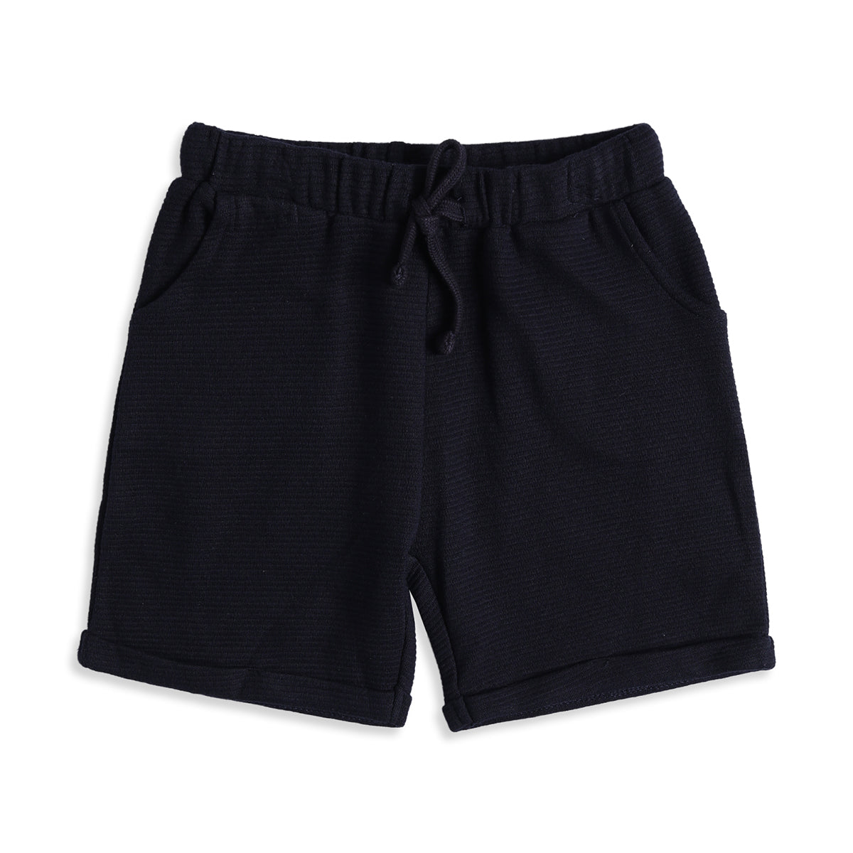 Baby Boys Off White Cotton T-Shirt and Navy Shorts Regular Fit Casual Co-Ord Set