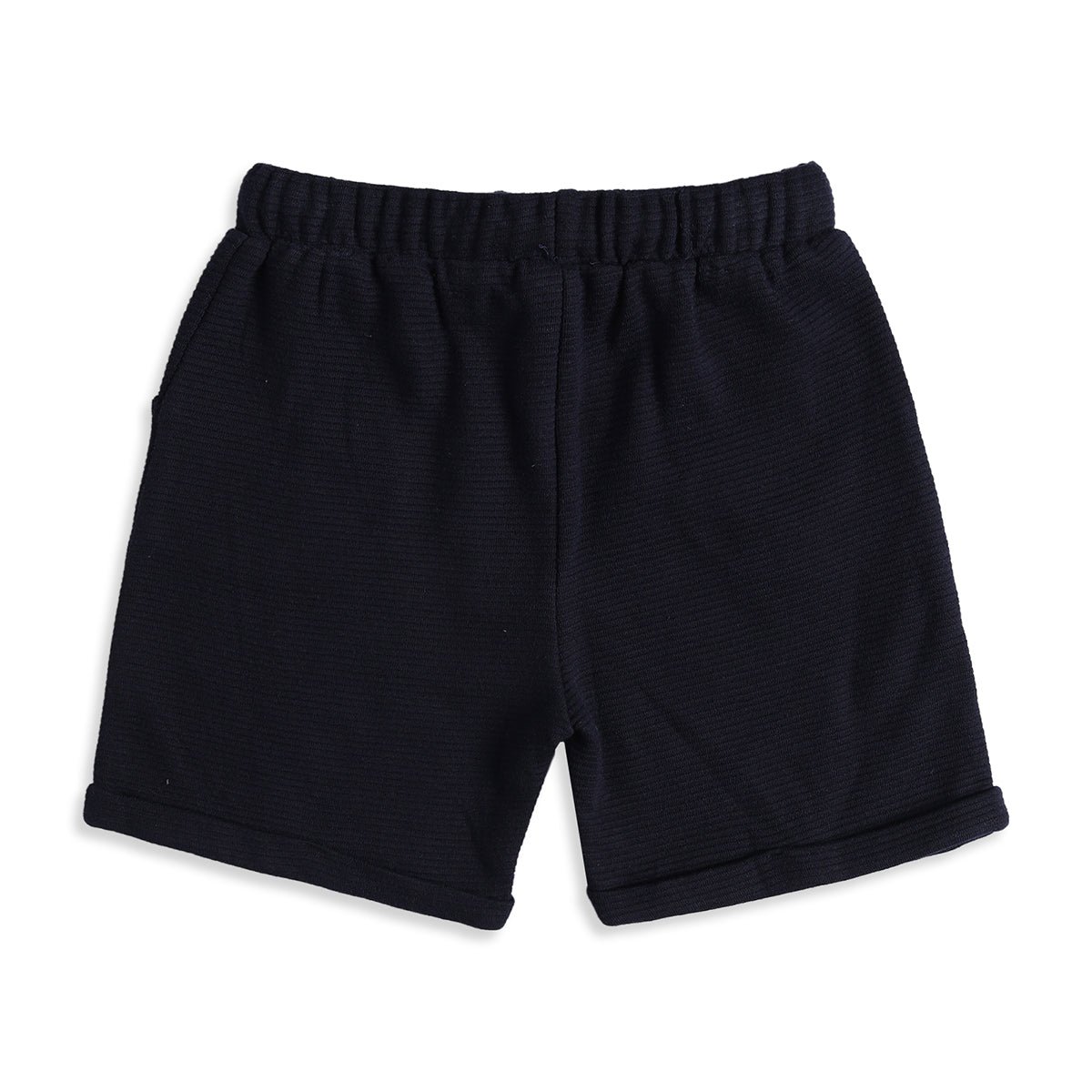 Baby Boys Off White Cotton T-Shirt and Navy Shorts Regular Fit Casual Co-Ord Set