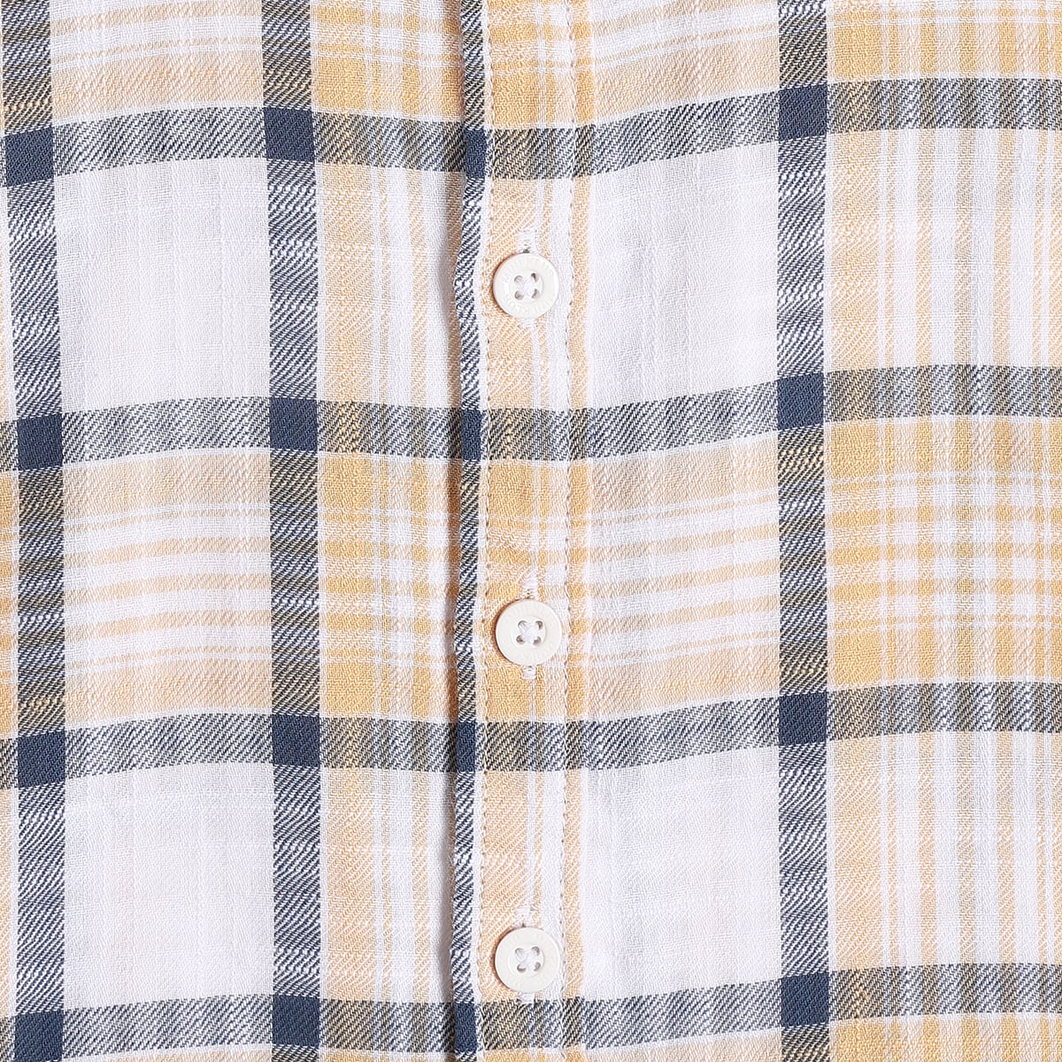Kids Boys Yellow Checked Cotton Shirt and Shorts Co-ord Set